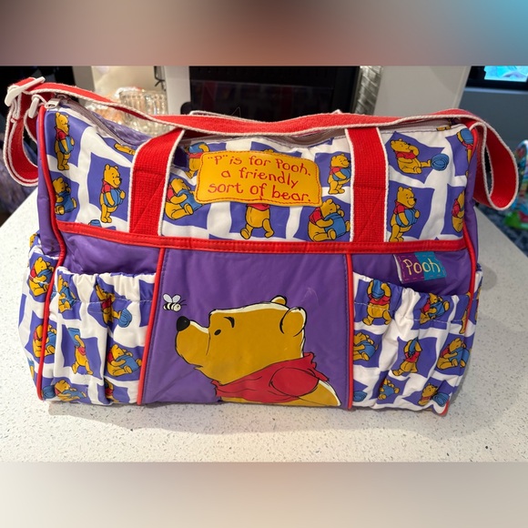 Winnie-the-Pooh Other - Vtg Y2K Winnie the Pooh Diaper Bag - Purple & Red "P is for Pooh" - FLAWS